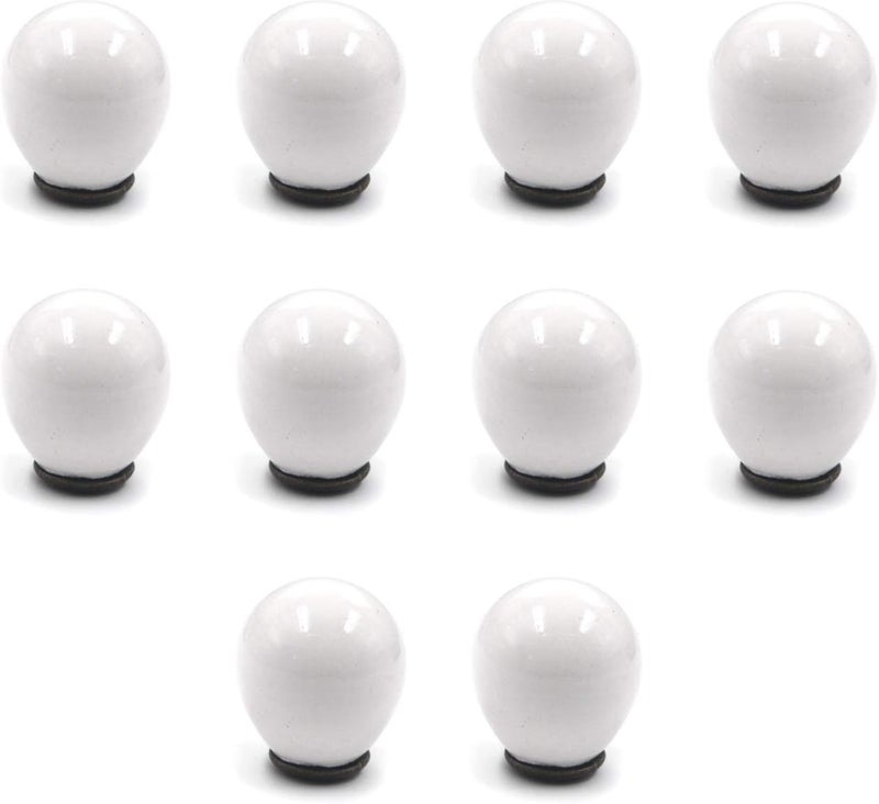 FarBoat 10Pcs 1" Mini Circular Knob Pulls Decorative Ball Knobs Round White Drawer Pulls Handles for Furniture Drawers Dressers Cupboards Boxes with Screws (White) - Image 1